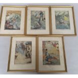 Five framed prints by Anne Anderson namely Strong Hans, the Fisherman and his Wife,