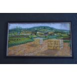 Tony Paxman, French landscape with haybales, pastel on paper, signed lower left, framed,