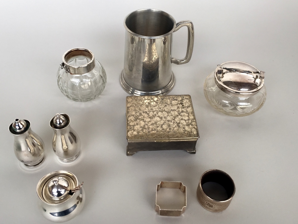 A small selection of silver plated and silver items,