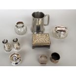 A small selection of silver plated and silver items,