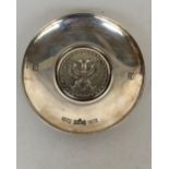 A silver coin/pin dish made to commemorate 300 years of Hoare's bank, manufactured by C.