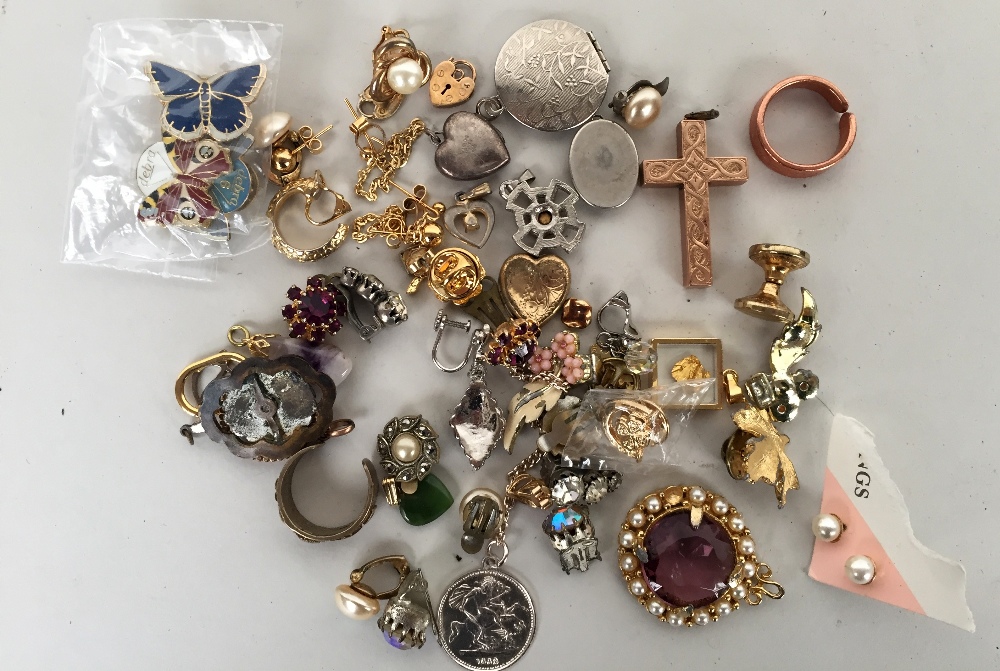 A selection of costume jewellery, mainly earrings, pendants,