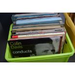 A mixed box of vinly LPs and 12" singles and classical box sets (light green tub)