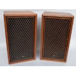A pair of of San Sui SP-1001 3 way speakers in teak finish 62cmH