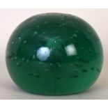 A Victorian green glass bubble door stop,