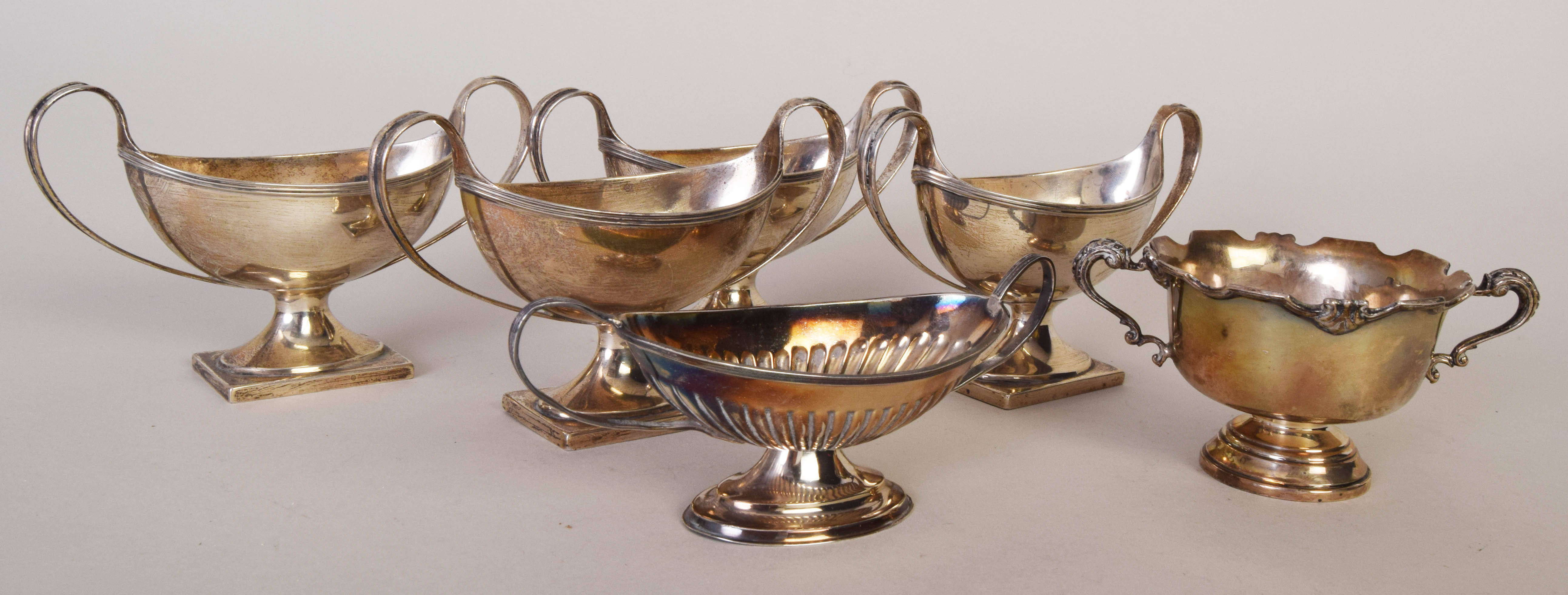 A selection of six small silver double-handled bonbon dishes, the tallest 8cmH, - Image 2 of 3