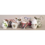 A selection of eight 18th to early 20th century ceramic jugs,