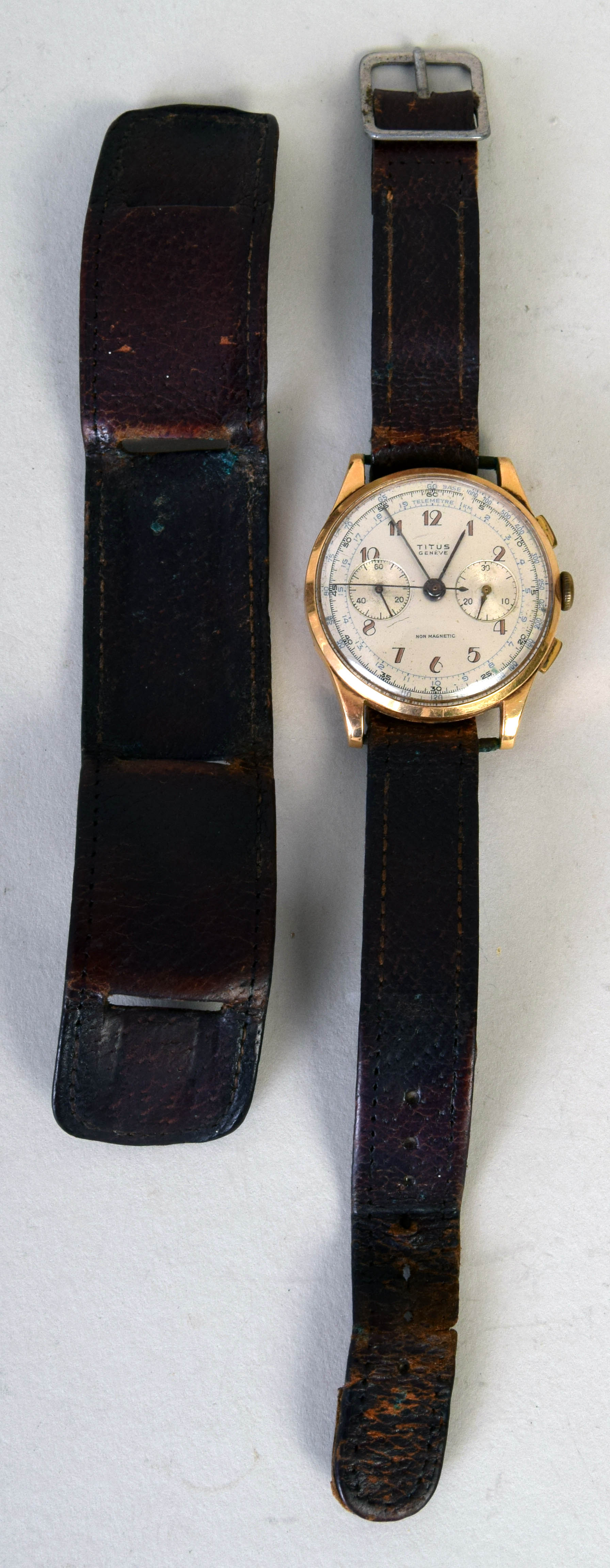 A Titus Geneve gentleman's chronograph watch with 18ct gold casing, - Image 3 of 3