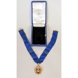 City of Leicester interest: A 9ct gold enamel and paste mayor's medal, Walker and Hall, circa 1957,