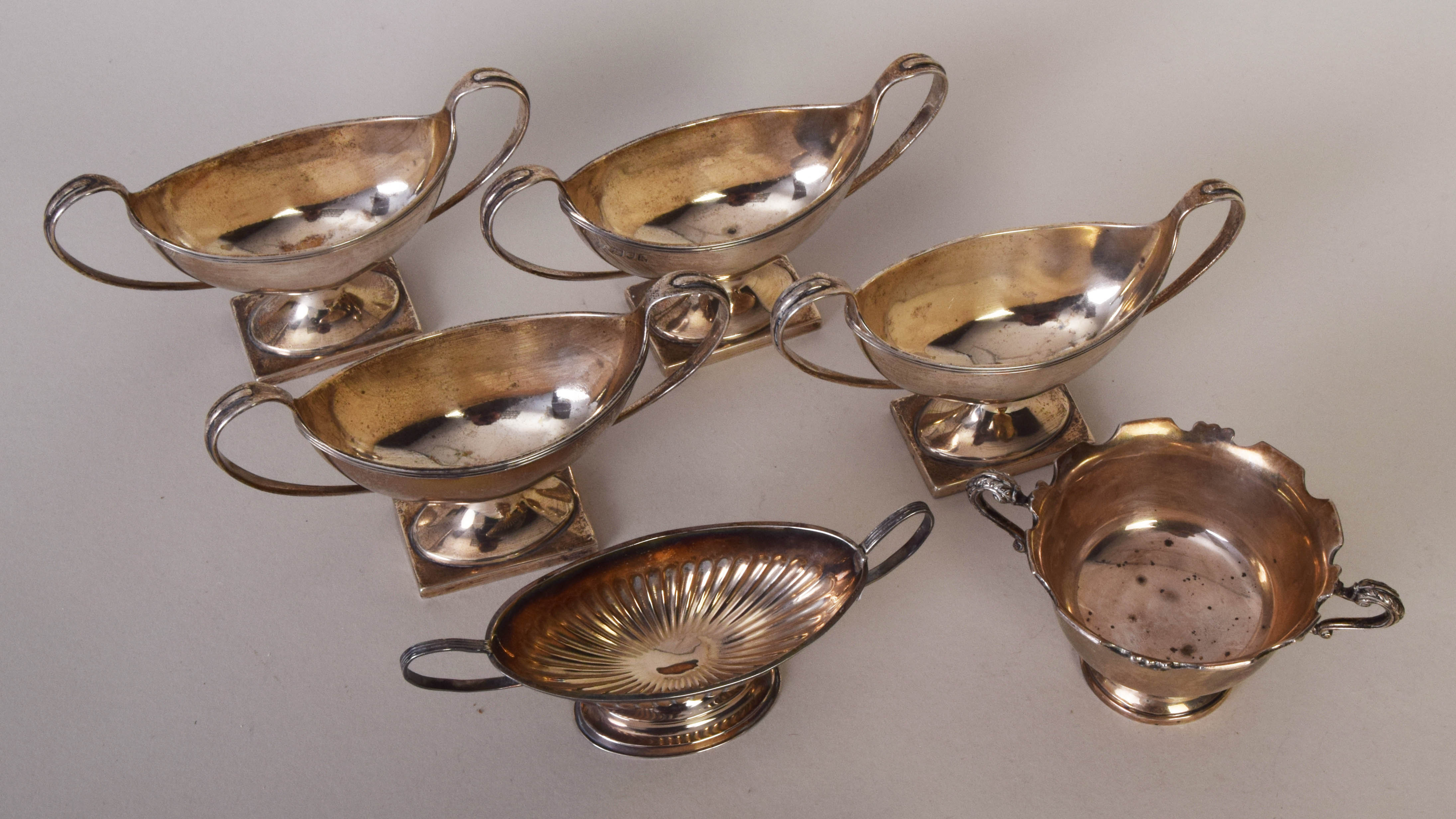 A selection of six small silver double-handled bonbon dishes, the tallest 8cmH, - Image 3 of 3