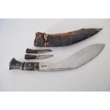 A kukri/khukuri dagger, probably Nepalese from the DKW factory, debossed with DKW near the hilt,