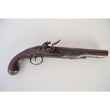 An early 19th century flintlock pistol with brass barrel, manufactured by Redfern of Birmingham,