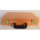 An unusual Catskill beech wooden briefcase with metal fastening,