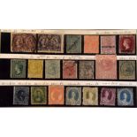 A card exhibiting early Victorian British Commonwealth stamps