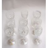 A selection of nine crystal glasses,