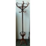 A bent wood hat stand 191cmH