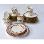 An Aynsley handpainted china tea set, pattern 14931 B (pink roses with gilt trim),