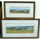 Two modern landscapes, framed and glazed, oil on paper, 7.