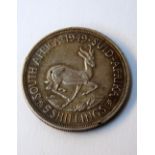 A South African five shillings silver coin,