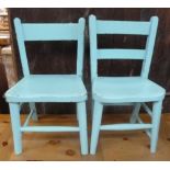 Two light blue painted childrens chairs