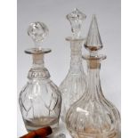 Three glass decanters (af)