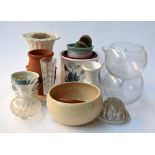 A mixed lot including a Portmeirion Susan Williams Ellis planter, two fish bowls, three glass vases,