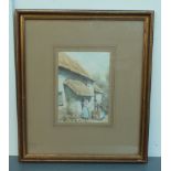C W Morsley (20th Century, British) Village News, watercolour on paper, framed and glazed,
