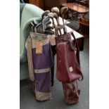 Two sets of vintage golf clubs in bags