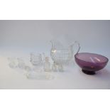 A selection of glass, to include a bowl, two crystal cut jugs, two small vases,