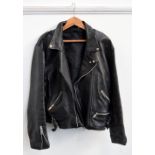 Black 1970s leather man's biker jacket, SIZE 46.