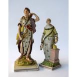 A Staffordshire figure of Diana the Huntress and a Staffordshire figure of a Roman priestess