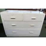 A painted pine chest of drawers two short over two long 74cmH x 48 x 104cm