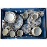 A set of 'Johnson Bros Indies' blue & white porcelain, comprising fourteen plates,