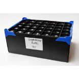 35 matching champagne flutes in crate