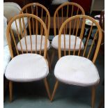 Four Ercol hooped back kitchen chairs 88cmH