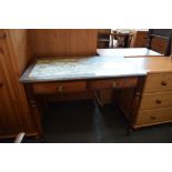 Mid 19th century walnut side table with two short drawers