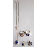 A small selection of jewellery, including faux tanzanite with blue topaz stones pendant,