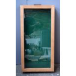 An oak display cabinet with green baize lining complete with key 46 x 96 x 11cmH (1/2)