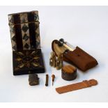 A mixed lot to include a Victorian embossed leather card case,