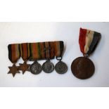 A collection of WWII medals including the GEORGIVS VI D G BR OMN REX ET INDIAE IMP medal,