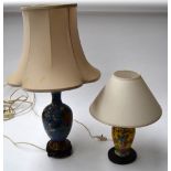 A Chinese cloisonne table lamp with one other