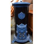 Godin cast iron stove, adapted to a gas heater, blue and black,