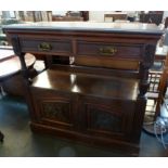 A mahogany victorian sideboard with two drawers undershelf and two cupboard doors,