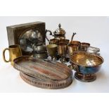 A selection of various white metal items including galleried trays ,