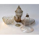 A selection of glass, including one crystal cut bowl, together with crystal cut oval shaped dish,