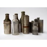 A mixed lot, to include three pewter hip flasks,