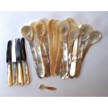 A large set of mother of pearl teaspoons,