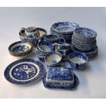 A large lot of Spode Italian blue and white china, including tea cups (8), saucers (11),