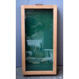 An oak display cabinet with green baize lining complete with key 46 x 96 x 11cmH (2/2)