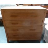 A mid 20th century Kandya walnut chest of four drawers
